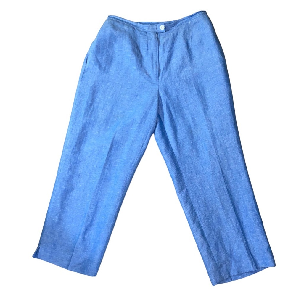Vintage 80’s KOOS Linen Blend Zipper Fly Lined Capri Pedal Pusher Chambray Sz 6